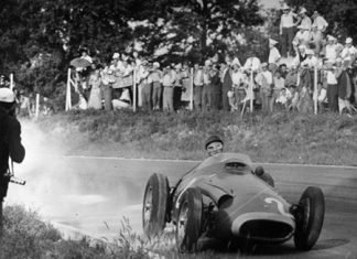 Fangio driving the wheels off the Maserati